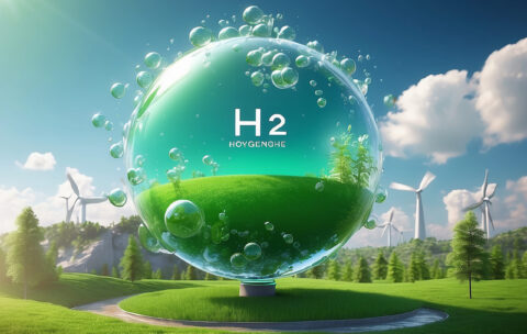 Green Hydrogen H2 gas molecule